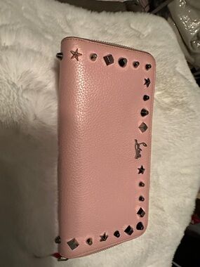 Christian Louboutin Blush Pink Studded Zip Wallet